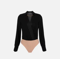 Elisabetta Franchi Camicia Body Incrociata In Georgette Di Viscosa^ Top, T-Shirt & Body