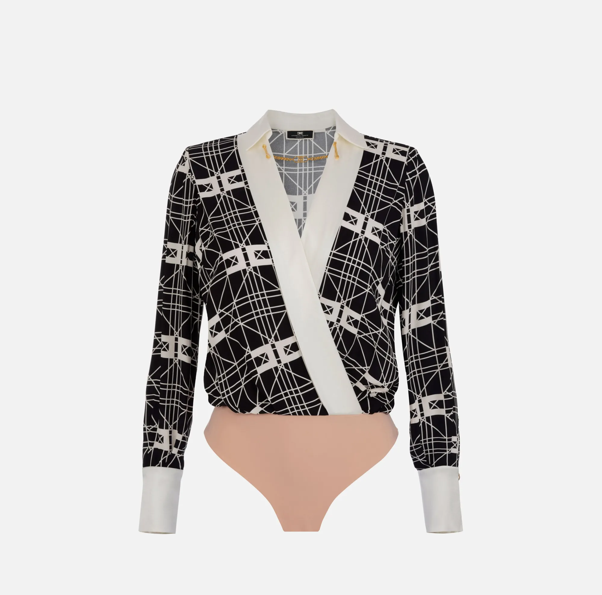Elisabetta Franchi Camicia Body Incrociata In Georgette Di Viscosa Stampata^ Top, T-Shirt & Body