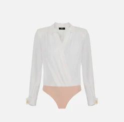 Elisabetta Franchi Camicia Body Incrociata In Georgette Di Viscosa Con Gemello^ Top, T-Shirt & Body