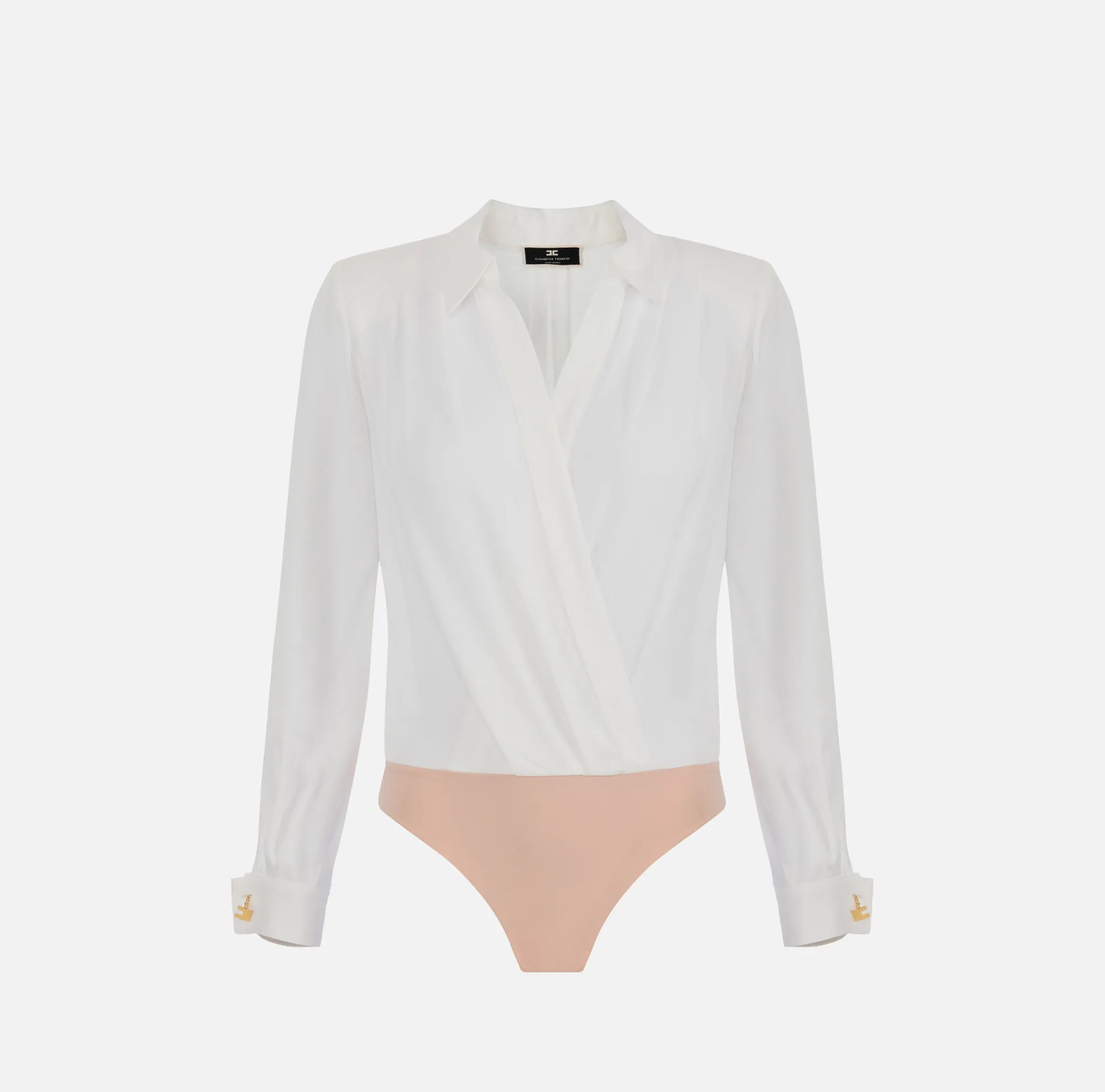 Elisabetta Franchi Camicia Body Incrociata In Georgette Di Viscosa Con Gemello^ Top, T-Shirt & Body