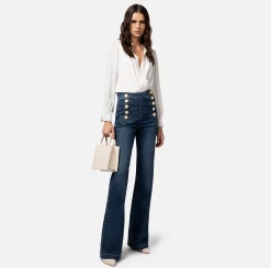 Elisabetta Franchi Camicia Body Incrociata In Georgette Di Viscosa Con Gemello^ Top, T-Shirt & Body