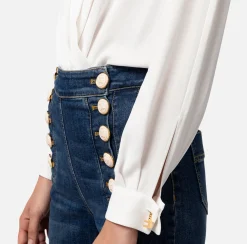 Elisabetta Franchi Camicia Body Incrociata In Georgette Di Viscosa Con Gemello^ Top, T-Shirt & Body