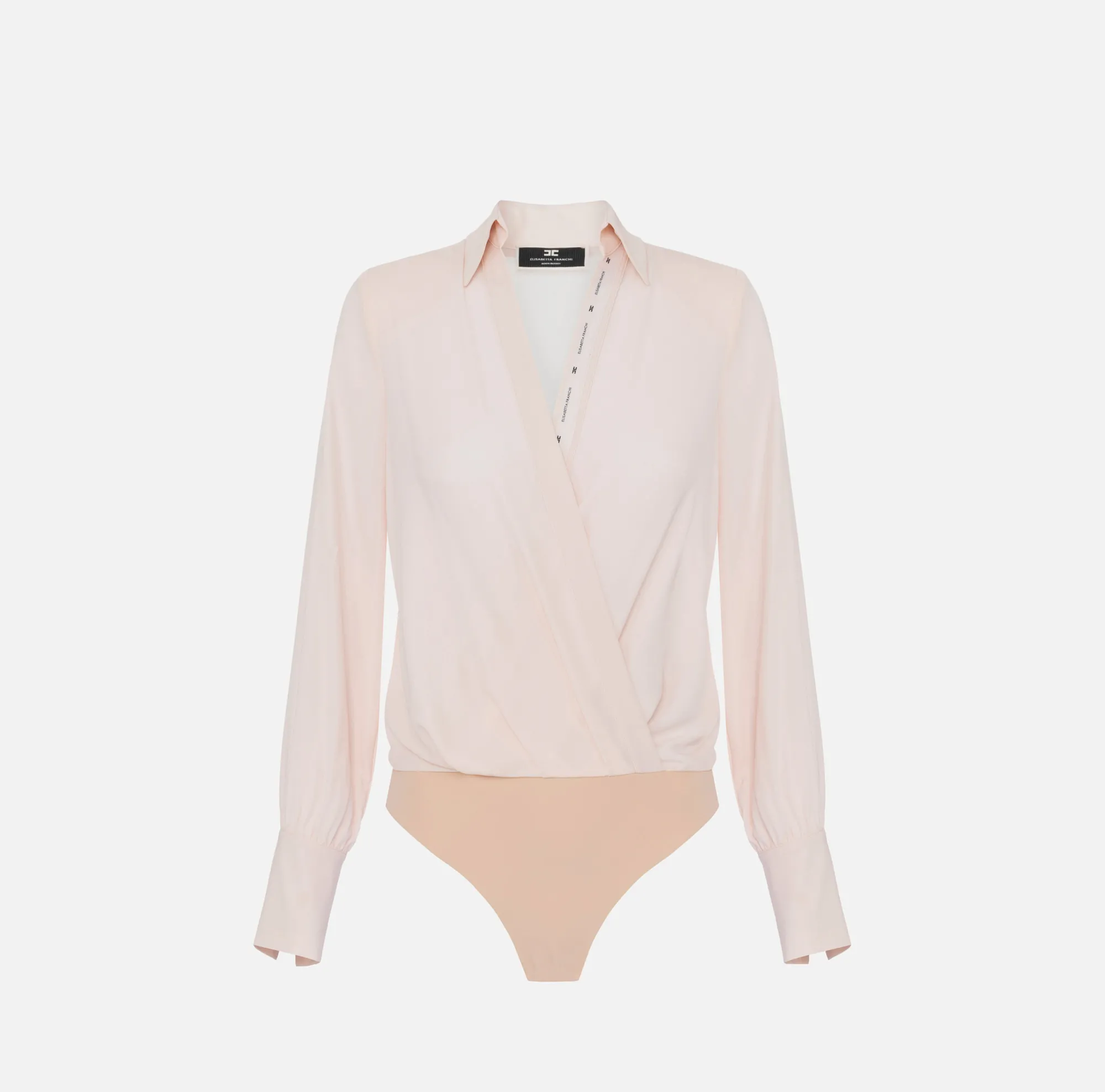 Elisabetta Franchi Camicia Body In Georgette Incrociata Con Nastro Logato^ Top, T-Shirt & Body