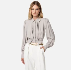 Elisabetta Franchi Camicia Cropped In Georgette Di Viscosa^ Camicie E Bluse