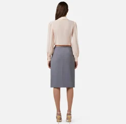 Elisabetta Franchi Camicia Cropped In Georgette Di Seta Con Nodo^ Camicie E Bluse
