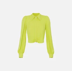 Elisabetta Franchi Camicia Cropped In Georgette Di Viscosa Con Arriccio^ Camicie E Bluse