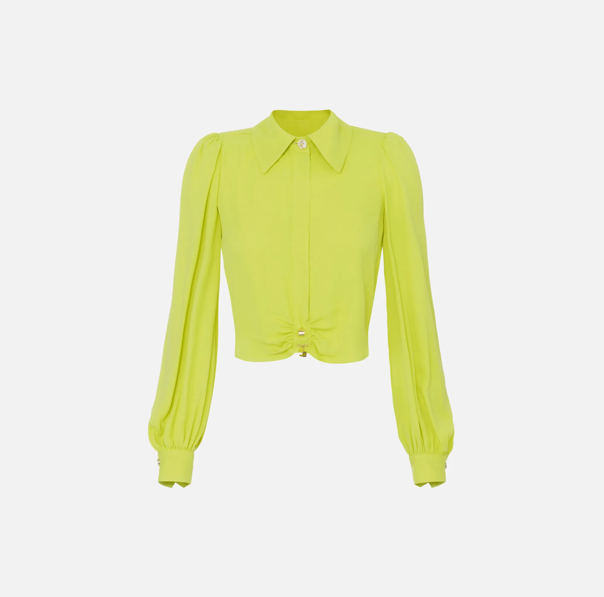 Elisabetta Franchi Camicia Cropped In Georgette Di Viscosa Con Arriccio^ Camicie E Bluse