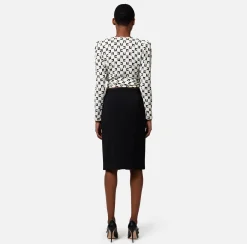 Elisabetta Franchi Camicia Cropped In Georgette Di Viscosa Stampa Logo Con Nodo^ Camicie E Bluse