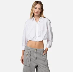 Elisabetta Franchi Camicia Cropped In Popeline Di Cotone^ Camicie E Bluse