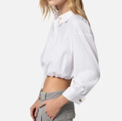 Elisabetta Franchi Camicia Cropped In Popeline Di Cotone^ Camicie E Bluse