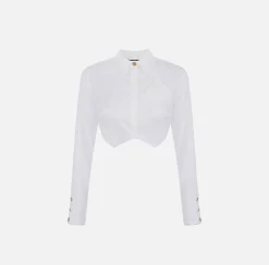 Elisabetta Franchi Camicia Cropped In Popeline Di Cotone^ Camicie E Bluse