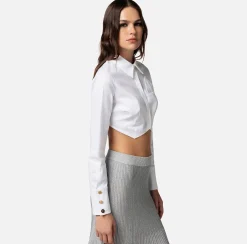 Elisabetta Franchi Camicia Cropped In Popeline Di Cotone^ Camicie E Bluse