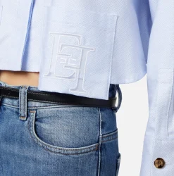 Elisabetta Franchi Camicia Cropped In Popeline Di Cotone^ Camicie E Bluse