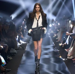 Elisabetta Franchi Camicia Dritta In Georgette Di Viscosa Con Cravatta Lettering^ Camicie E Bluse