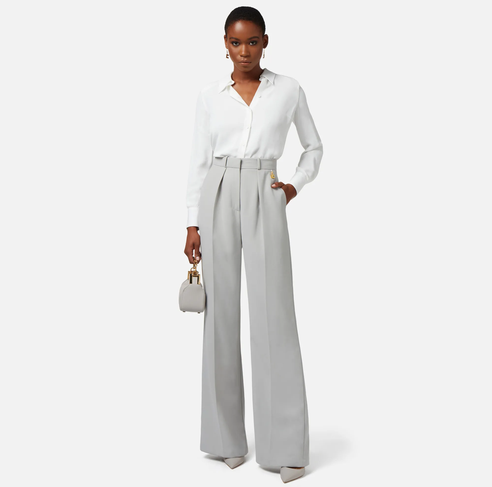 Elisabetta Franchi Camicia In Georgette Di Viscosa Con Stampa Logo^ Camicie E Bluse