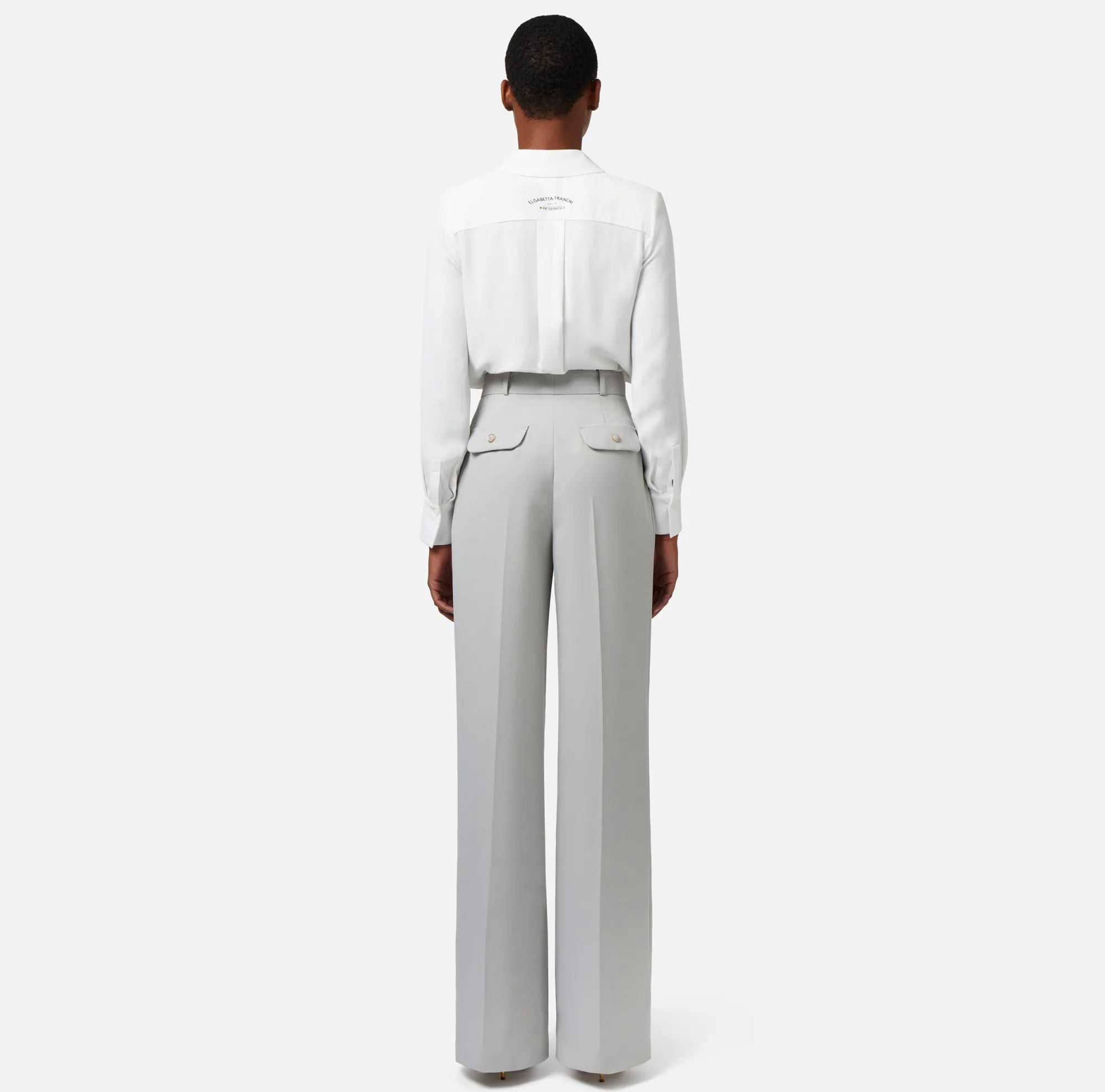 Elisabetta Franchi Camicia In Georgette Di Viscosa Con Stampa Logo^ Camicie E Bluse