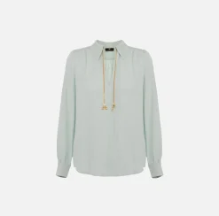 Elisabetta Franchi Camicia In Georgette Di Viscosa Con Accessorio Sul Collo^ Camicie E Bluse