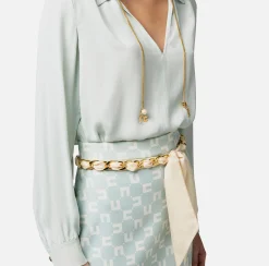 Elisabetta Franchi Camicia In Georgette Di Viscosa Con Accessorio Sul Collo^ Camicie E Bluse