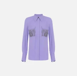 Elisabetta Franchi Camicia In Georgette Di Viscosa Con Tasche Ricamate^ Camicie E Bluse