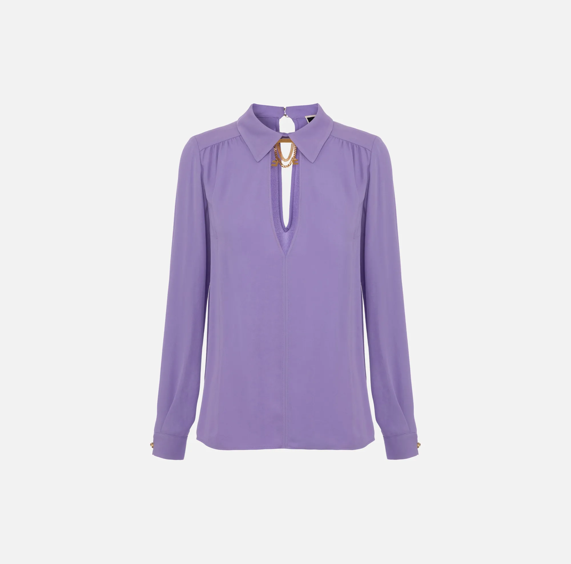 Elisabetta Franchi Camicia In Georgette Di Viscosa Con Accessorio Sul Collo^ Camicie E Bluse