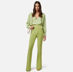 Elisabetta Franchi Camicia In Georgette Di Viscosa Stampa Logo Con Accessorio Sul Collo^ Camicie E Bluse