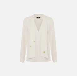 Elisabetta Franchi Camicia In Georgette Di Viscosa Con Foulard Lettering^ Camicie E Bluse