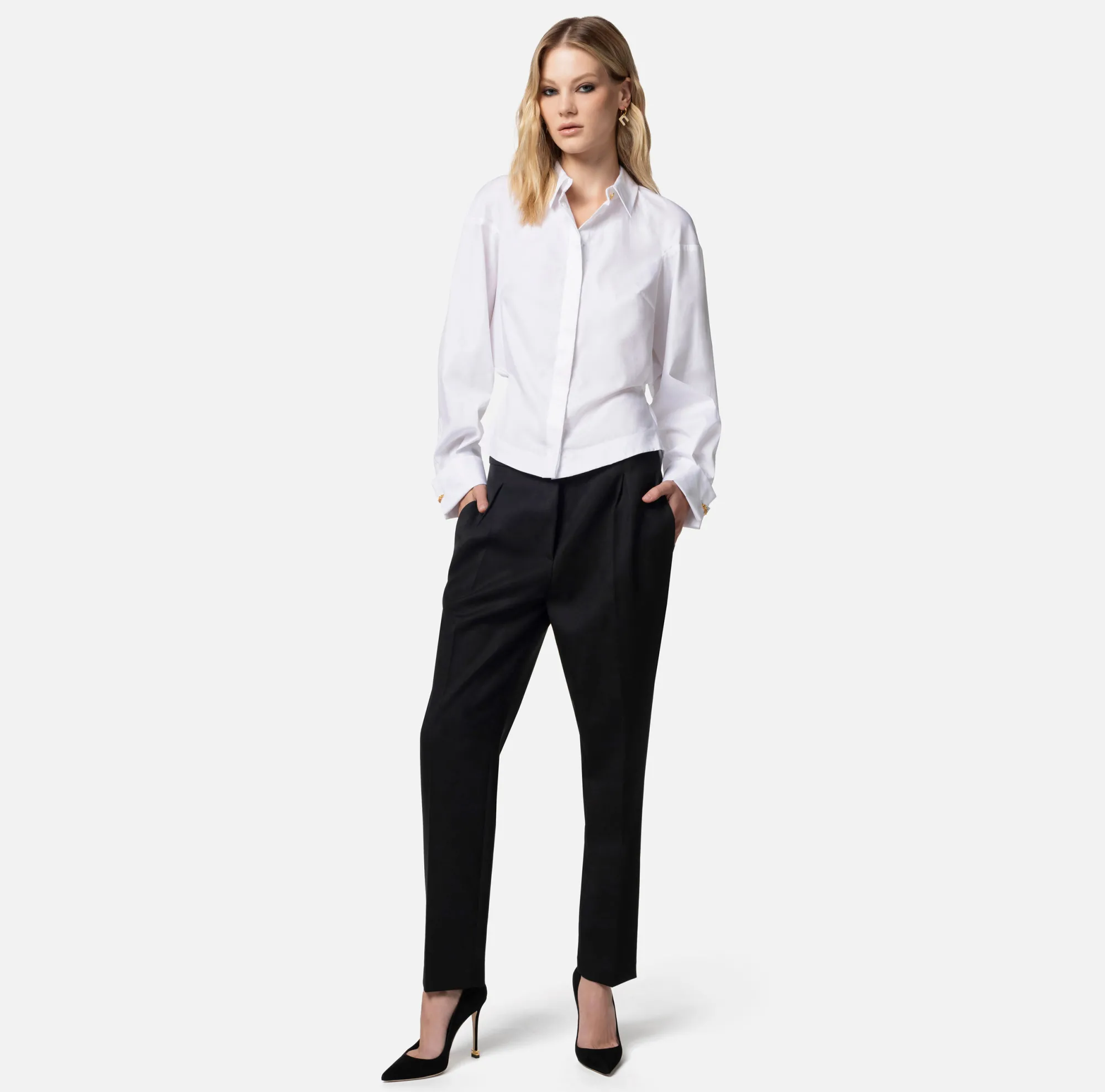 Elisabetta Franchi Camicia In Popeline Di Cotone Con Arricciatura^ Camicie E Bluse