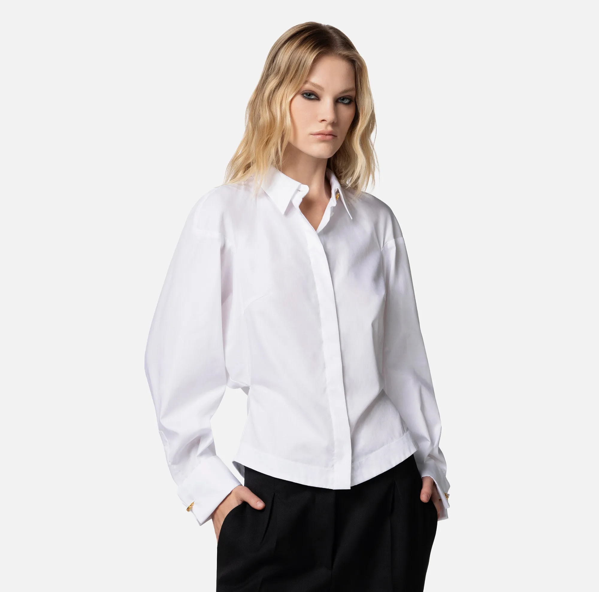 Elisabetta Franchi Camicia In Popeline Di Cotone Con Arricciatura^ Camicie E Bluse
