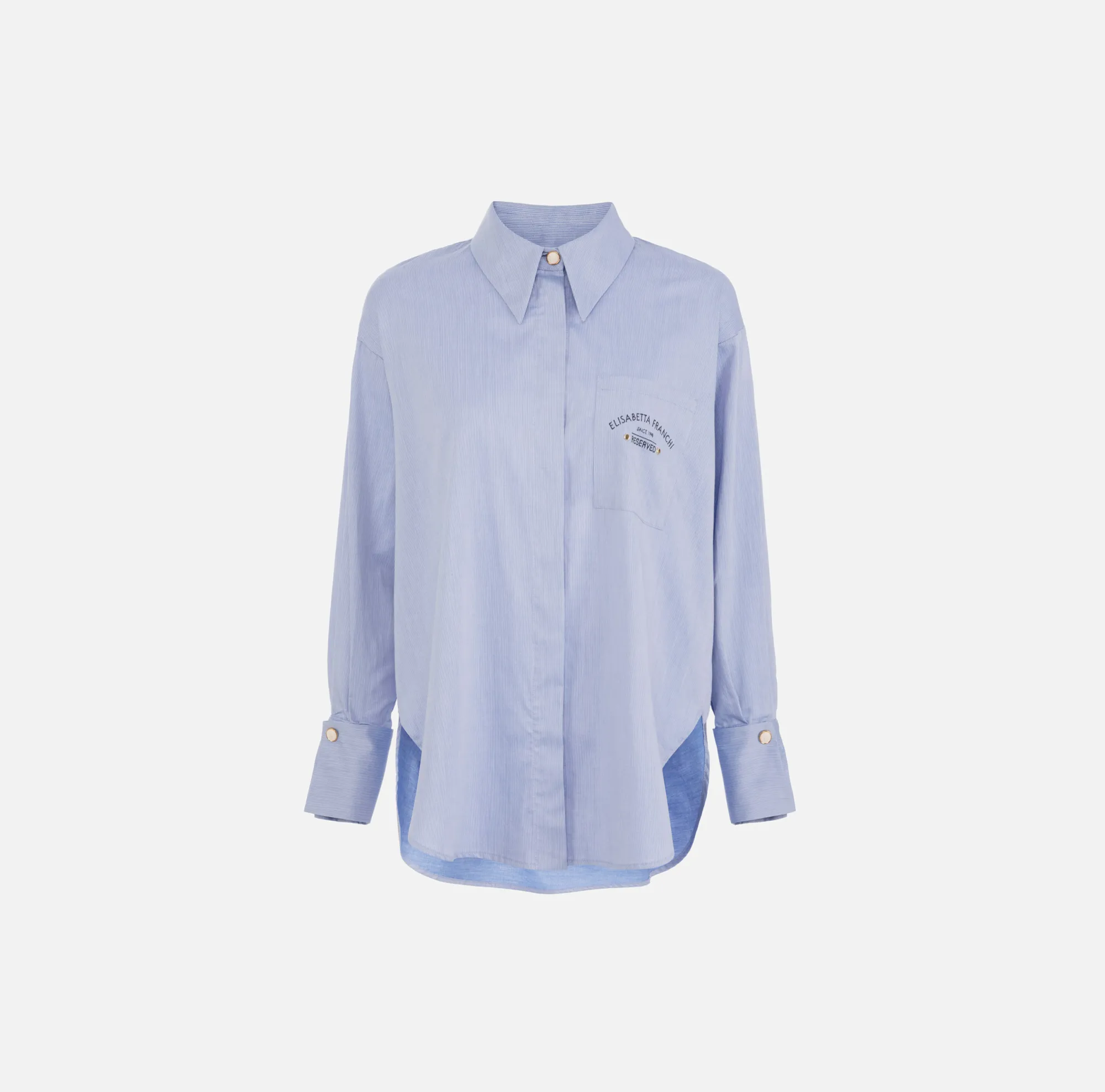 Elisabetta Franchi Camicia Svasata In Popeline Di Cotone Con Ricamo Logo^ Camicie E Bluse