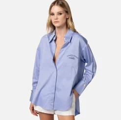 Elisabetta Franchi Camicia Svasata In Popeline Di Cotone Con Ricamo Logo^ Camicie E Bluse