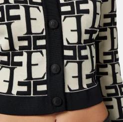Elisabetta Franchi Cardigan Cropped In Viscosa Embossed^ Maglieria E Felpe
