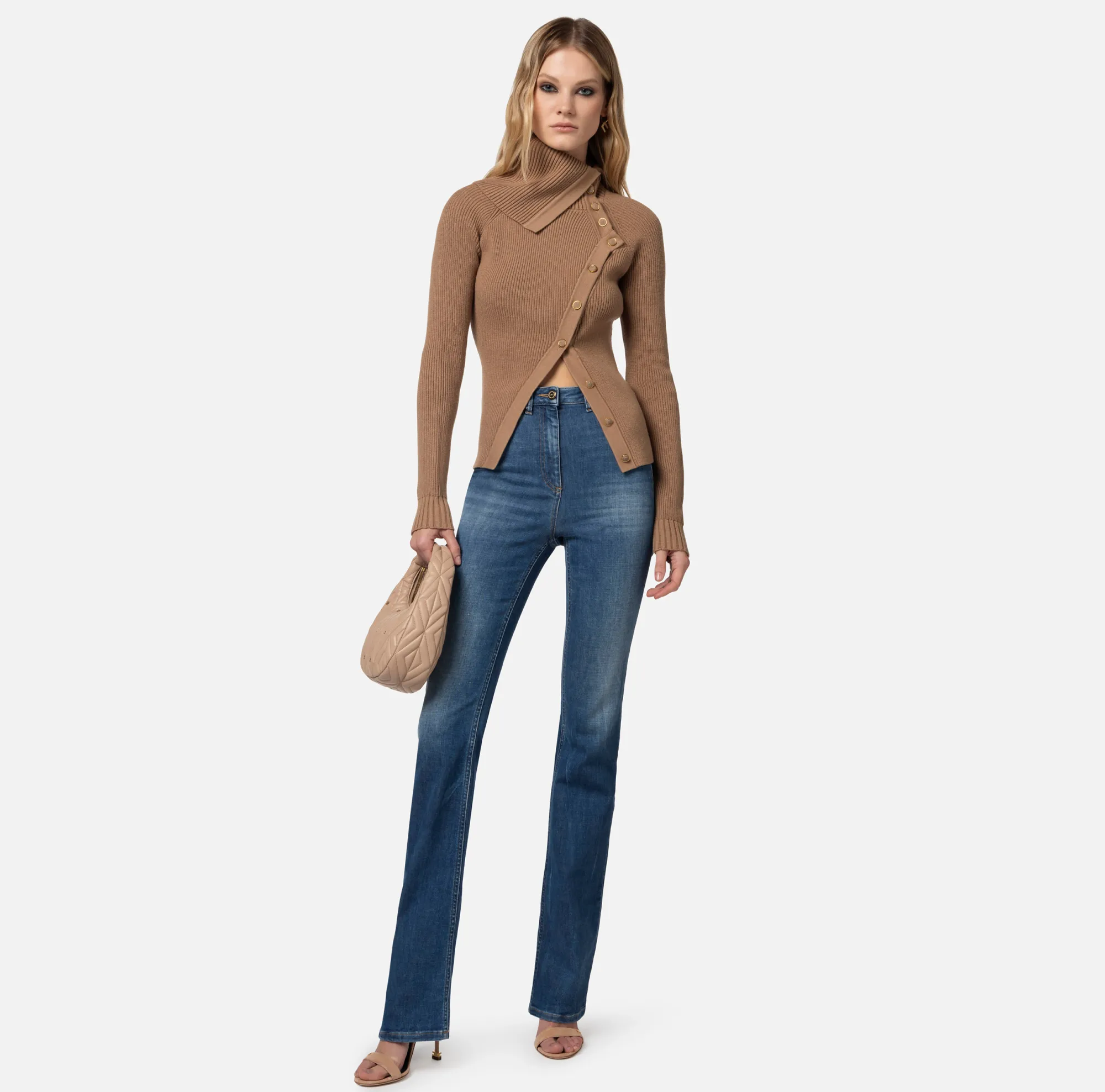 Elisabetta Franchi Cardigan In Viscosa Con Abbottonatura Asimmetrica^ Maglieria E Felpe