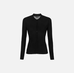Elisabetta Franchi Cardigan In Viscosa Lucida A Coste^ Maglieria E Felpe