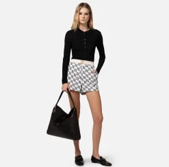Elisabetta Franchi Cardigan In Viscosa Lucida A Coste^ Maglieria E Felpe