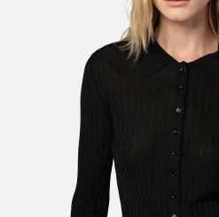 Elisabetta Franchi Cardigan In Viscosa Lucida A Coste^ Maglieria E Felpe