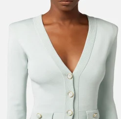 Elisabetta Franchi Cardigan In Viscosa Lucida Con Bottoni Gemello^ Maglieria E Felpe