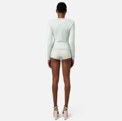 Elisabetta Franchi Cardigan In Viscosa Lucida Con Bottoni Gemello^ Maglieria E Felpe