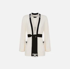 Elisabetta Franchi Cardigan Kimono In Viscosa Jacquard^ Maglieria E Felpe
