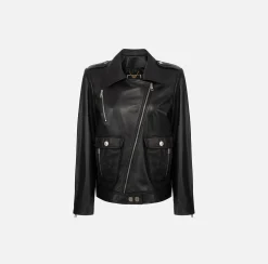 Elisabetta Franchi Chiodo In Pelle^ Giacche & Trench