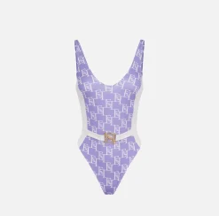 Elisabetta Franchi Costume Intero In Lycra Stampa Logo Con Fascione^ Beachwear