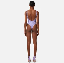 Elisabetta Franchi Costume Intero In Lycra Stampa Logo Con Fascione^ Beachwear