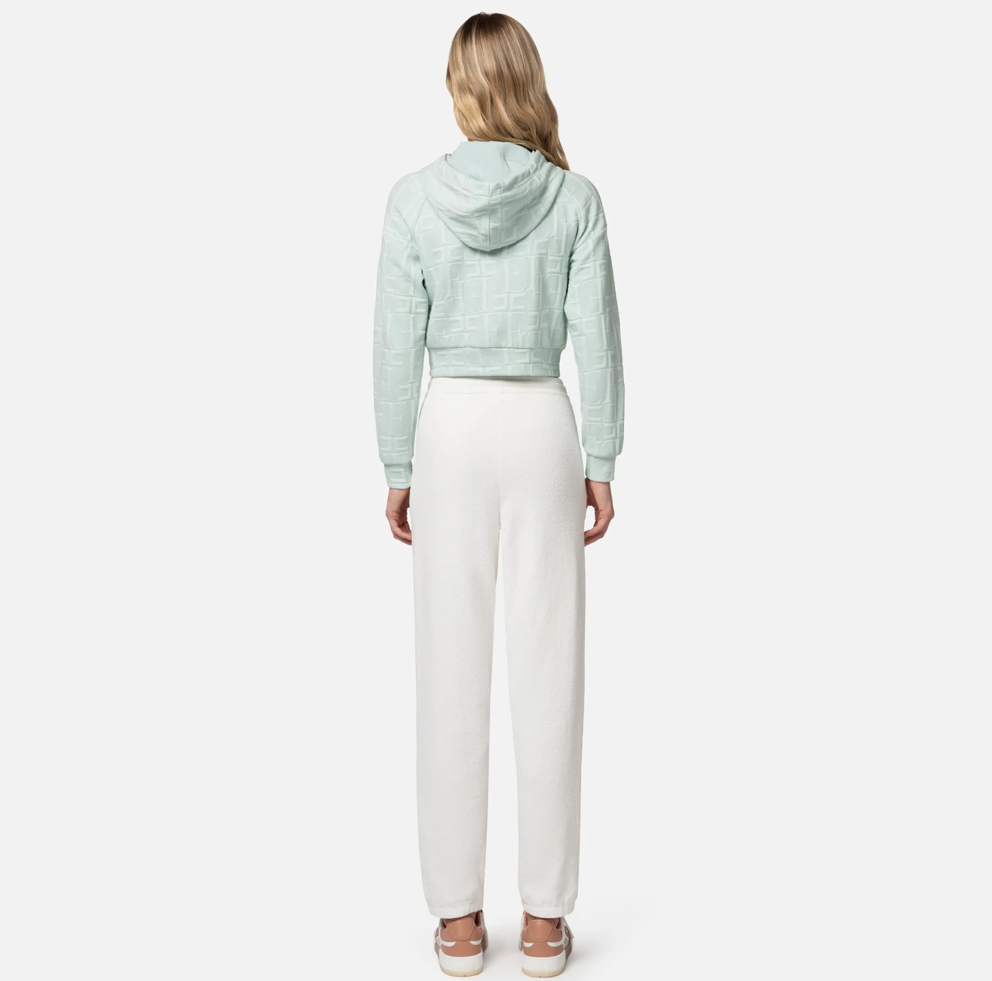 Elisabetta Franchi Felpa In Cotone Jacquard Con Cappuccio E Zip^ Maglieria E Felpe