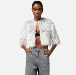 Elisabetta Franchi Giacca Cropped In Organza Sfrangiata^ Giacche & Trench