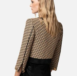 Elisabetta Franchi Giacca Cropped In Rafia Jaquard^ Giacche & Trench