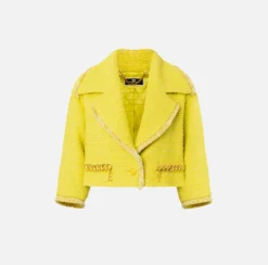 Elisabetta Franchi Giacca Cropped In Tweed Con Catena^ Giacche & Trench