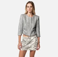 Elisabetta Franchi Giacca Cropped In Tweed Lurex Con Charms^ Giacche & Trench