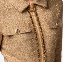 Elisabetta Franchi Giacca Cropped In Tweed Lurex Con Catena^ Giacche & Trench