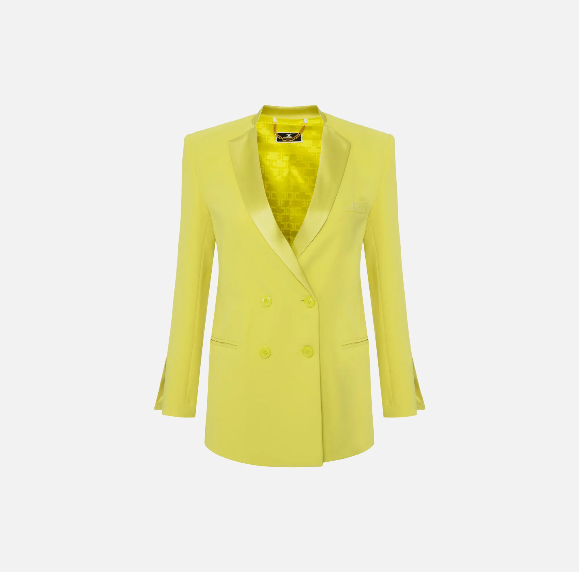 Elisabetta Franchi Giacca Doppiopetto In Crepe Con Revers In Raso^ Giacche & Trench