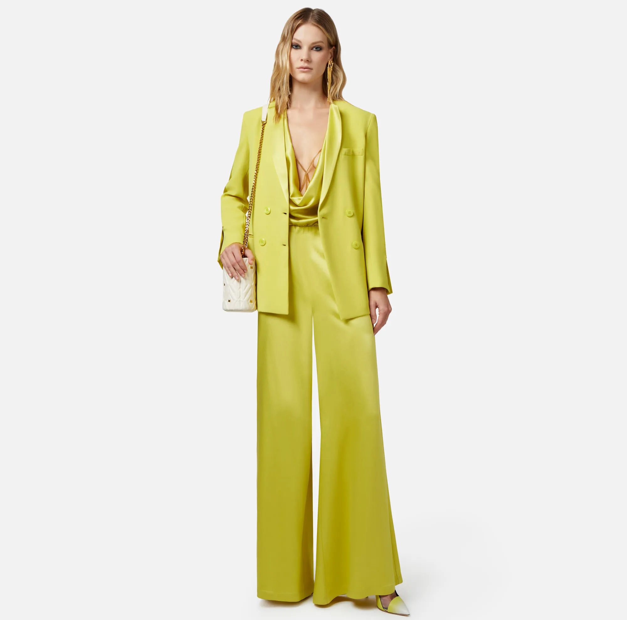 Elisabetta Franchi Giacca Doppiopetto In Crepe Con Revers In Raso^ Giacche & Trench