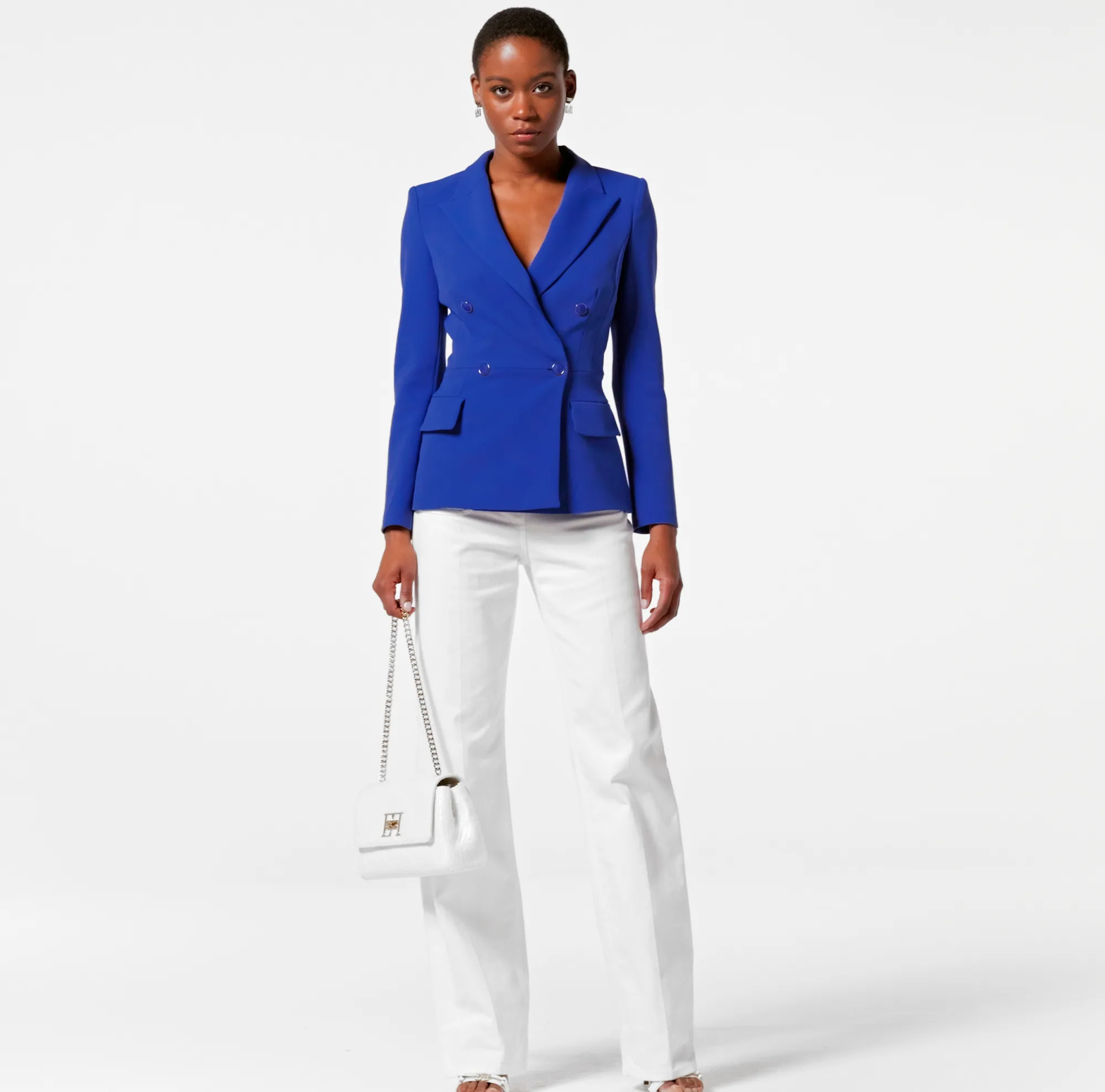 Elisabetta Franchi Giacca Doppiopetto In Crepe Con Taglio In Vita^ Giacche & Trench